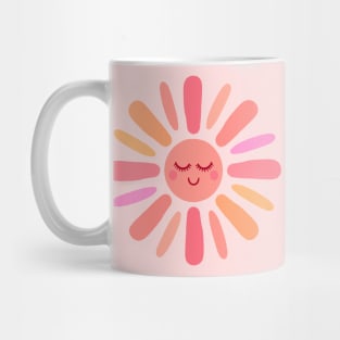 Smiling Sun Pastel Pink Boho Adorable Watercolor Mug